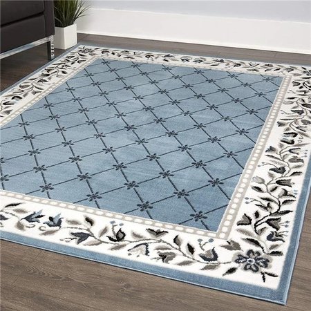 HOME DYNAMIX Home Dynamix 769924532294 3 ft. 7 in. x 5 ft. 2 in. Lyndhurst Sheraton Area Border Rug - Blue & Ivory 769924532294